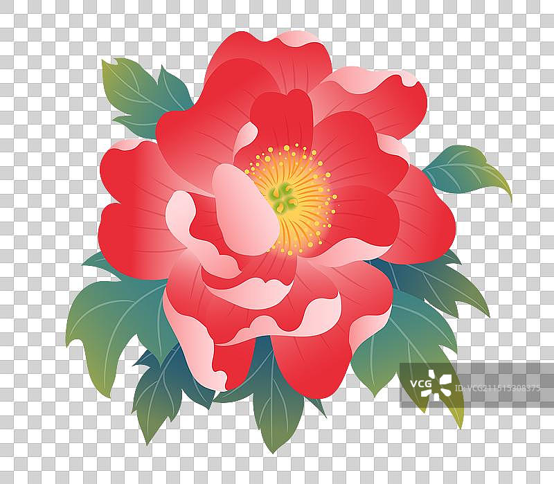 节日新年春节国庆节牡丹花矢量插画元素图片素材