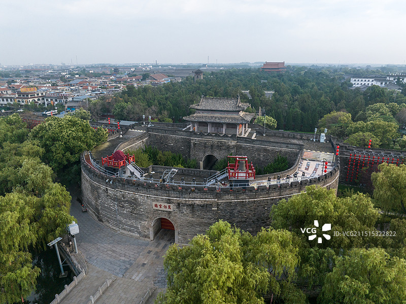 山东曲阜孔府航拍图片素材