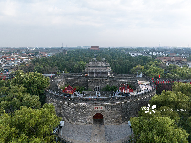 山东曲阜孔府航拍图片素材