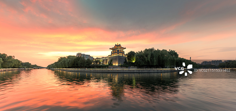 北京左安门角楼夏季晚霞图片素材