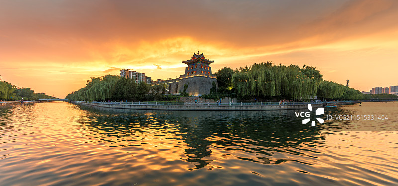 北京左安门角楼夏季晚霞图片素材
