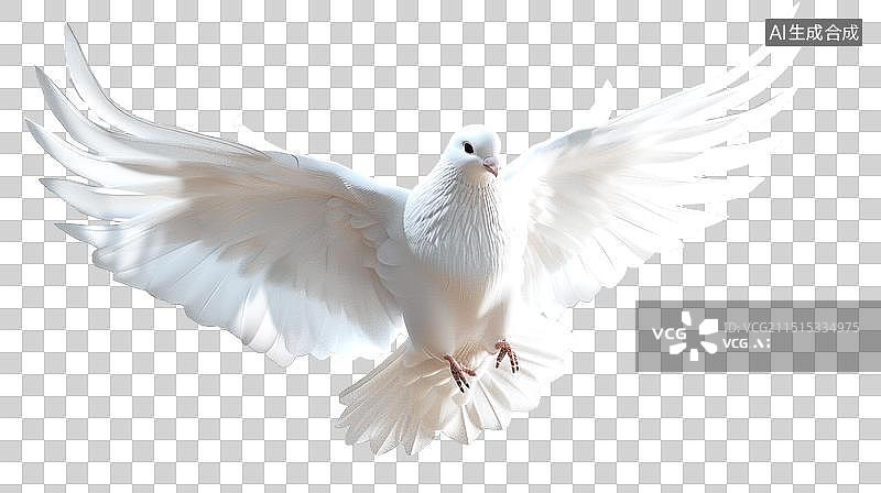 【AI数字艺术】3D鸽子白鸽和平鸽展翅飞翔高级感精致免抠素材PNG透明背景图片素材
