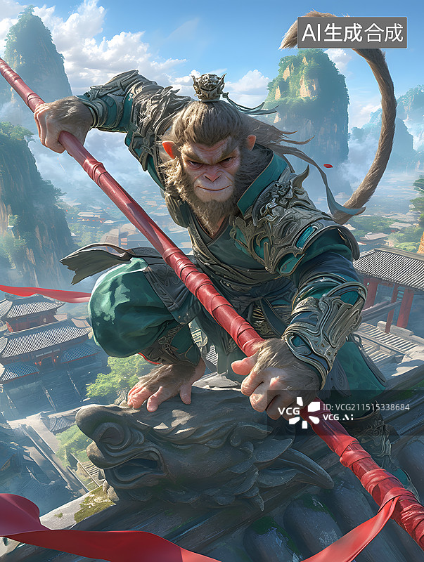 【AI数字艺术】中国神话传说中的孙悟空图片素材