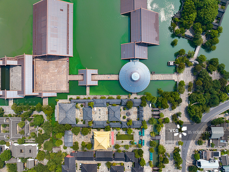 航拍上海广富林文化遗址公园风光图片素材