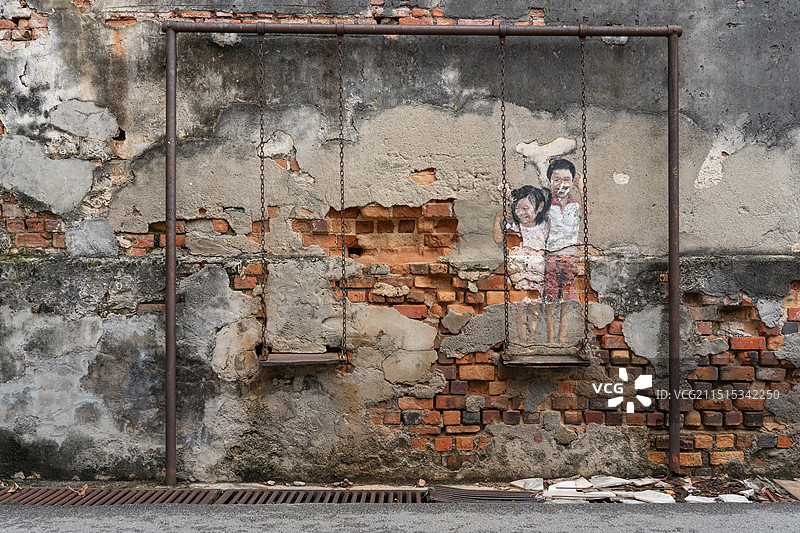 马来西亚槟城乔治城街头壁画涂鸦艺术图片素材