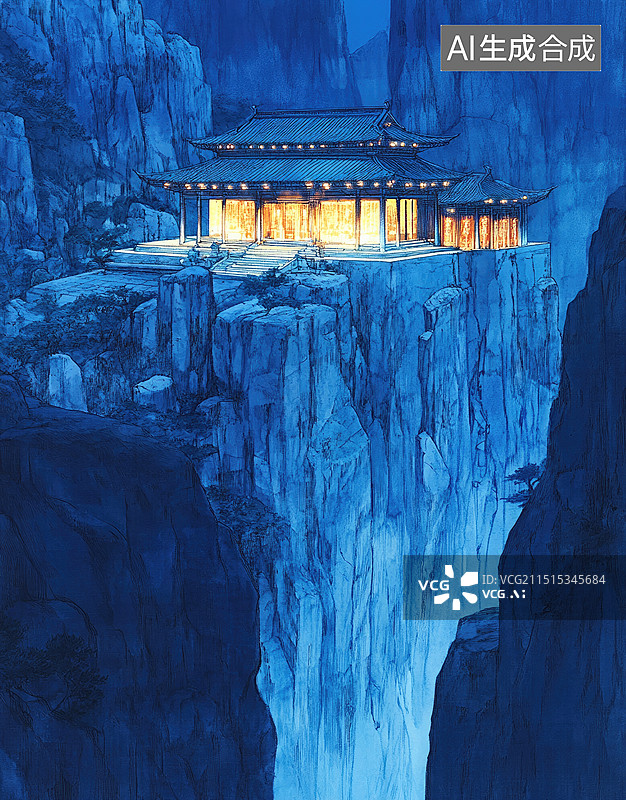 【AI数字艺术】国风场景之悬空寺图片素材