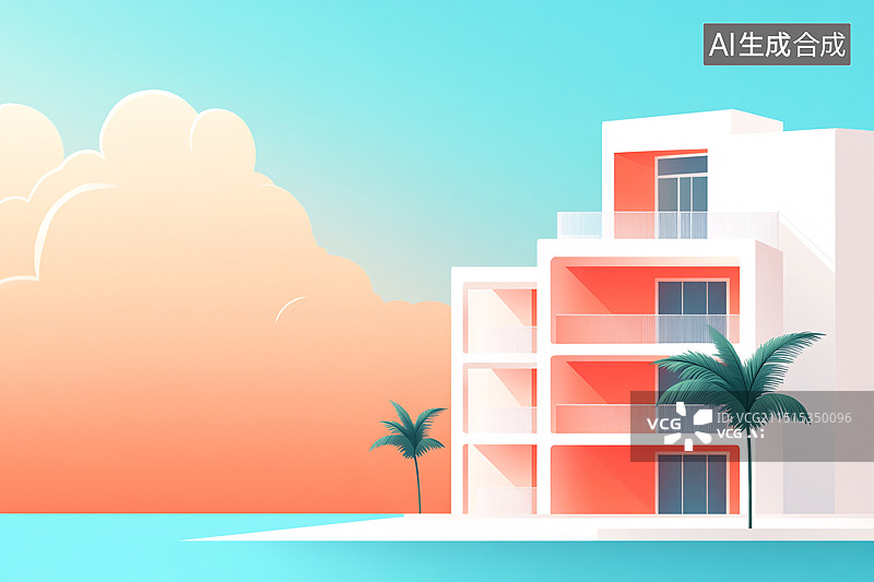 【AI数字艺术】现代几何建筑装饰设计抽象三维商业结构背景图片素材