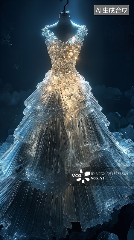 【AI数字艺术】精致美丽的白色婚纱晚礼服图片素材
