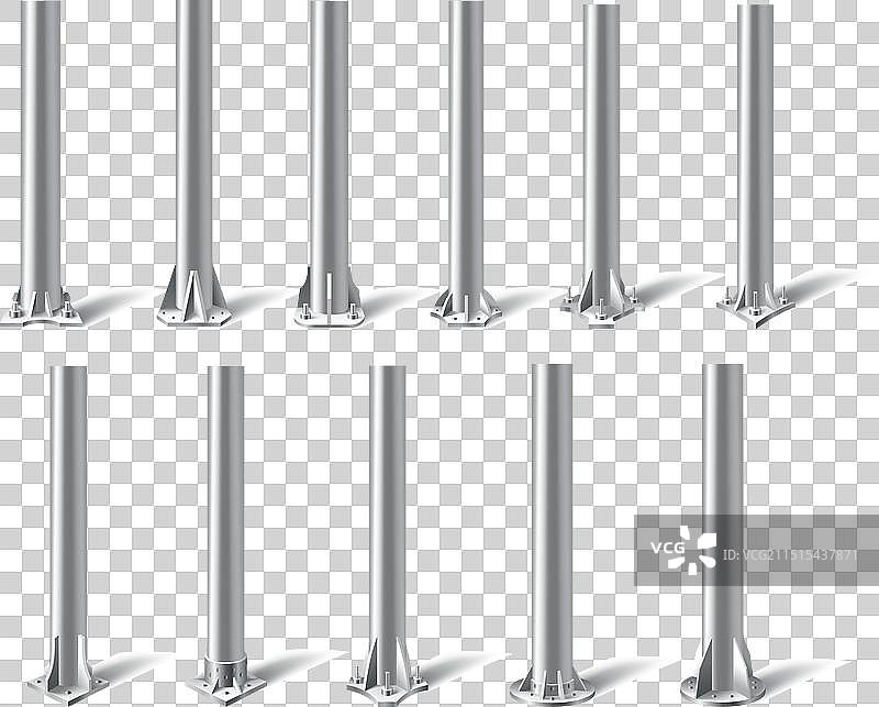 金属杆柱设置钢管螺栓图片素材