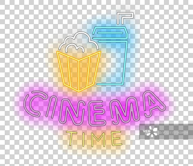 霓虹灯招牌电影时间砖墙背景图片素材