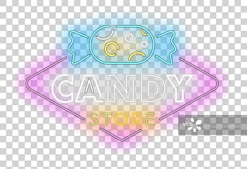 砖墙背景糖果店霓虹灯标志图片素材