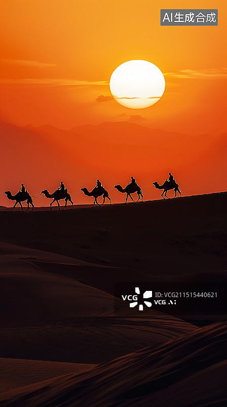 【AI数字艺术】沙漠中的骆驼图片素材