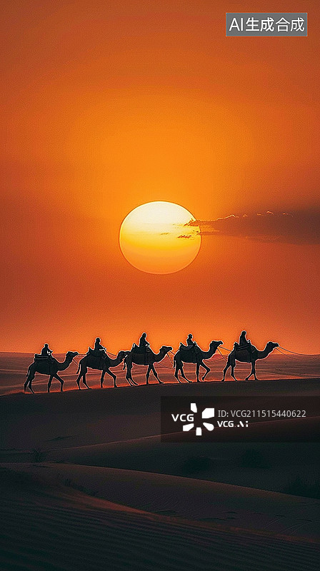 【AI数字艺术】沙漠中的骆驼图片素材