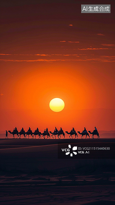 【AI数字艺术】沙漠中的骆驼图片素材
