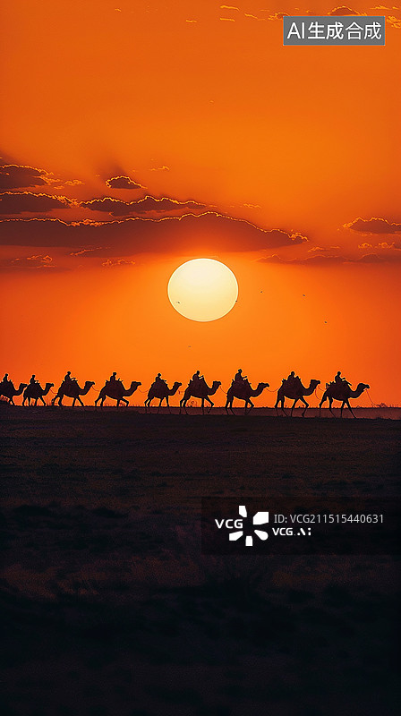 【AI数字艺术】沙漠中的骆驼图片素材
