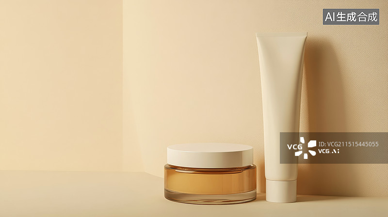 【AI数字艺术】护肤品，化妆品电商背景图片素材