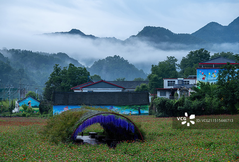 河南省洛阳市栾川县三川镇美丽乡村大红村风光图片素材