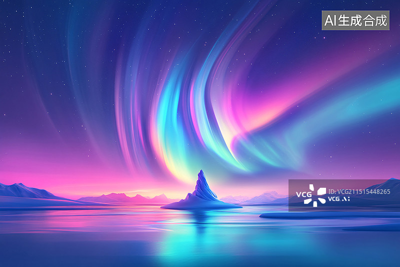 【AI数字艺术】夜空极光景观明亮光芒星空背景图片素材