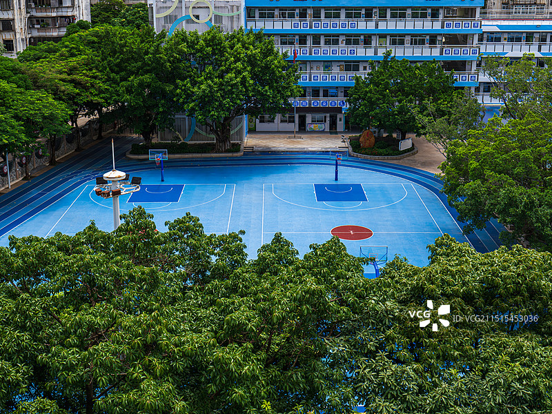 阳光下的小学校园图片素材