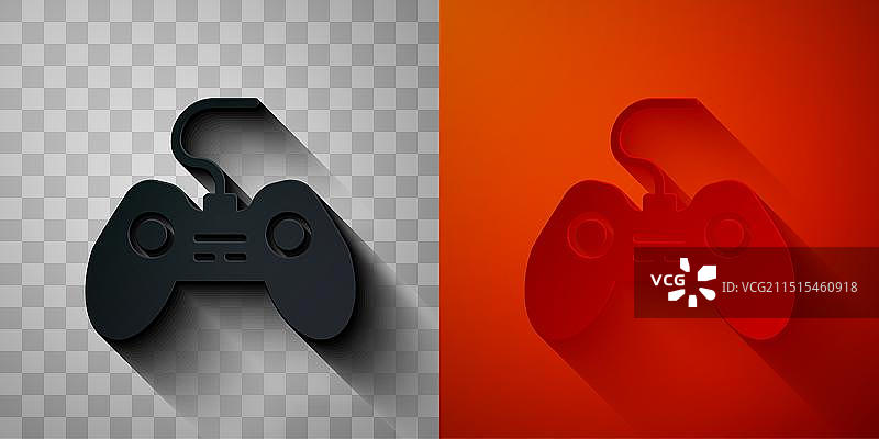 黑红色背景上的剪纸游戏手柄图标图片素材