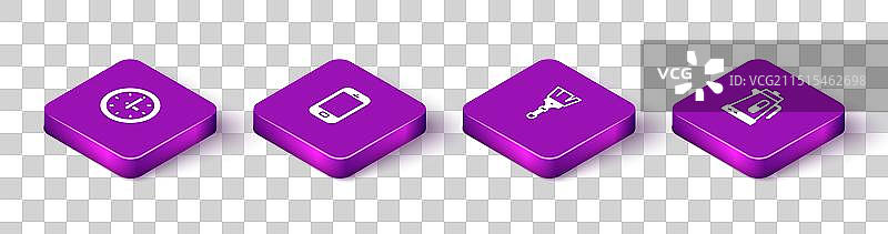 2.5D时钟手机画笔元素合集图片素材