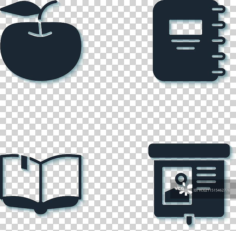 苹果、投影屏幕和打开的书本素材图片素材