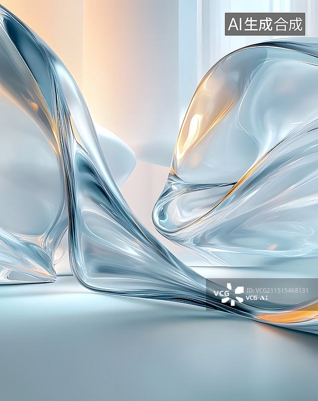 【AI数字艺术】流体彩色玻璃抽象几何竖版背景图片素材