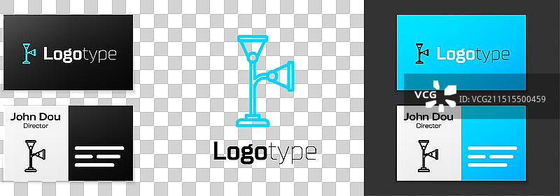 白色背景上的蓝色线条落地灯图标图片素材