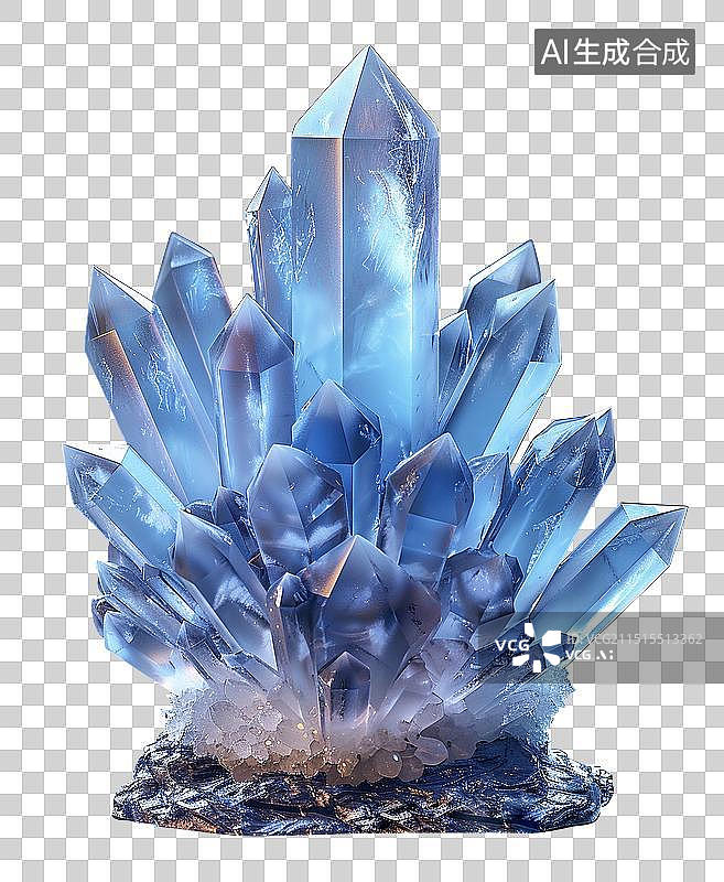 【AI数字艺术】蓝色水晶原矿石图片素材