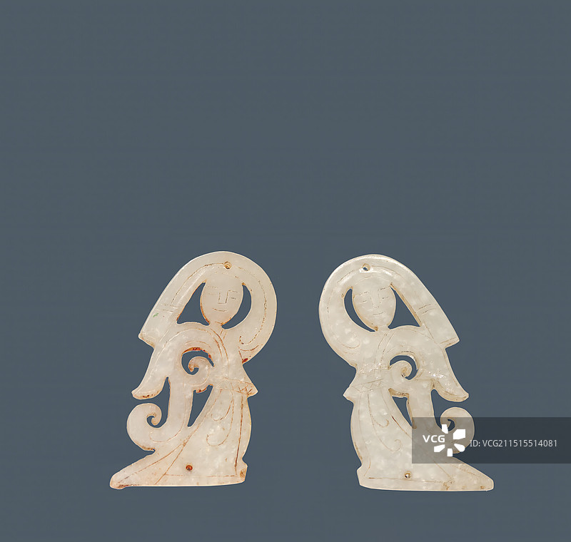 河南永城，汉代玉佩，白玉舞人玉佩图片素材