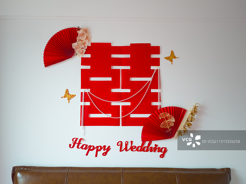 喜字，婚房布置图片素材