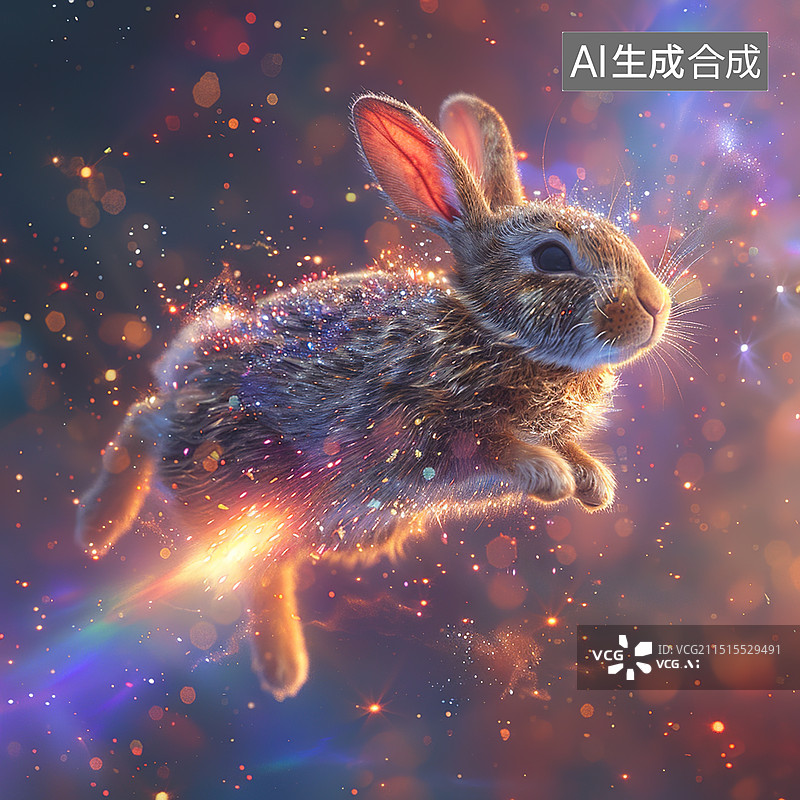 【AI数字艺术】星空中的兔子图片素材