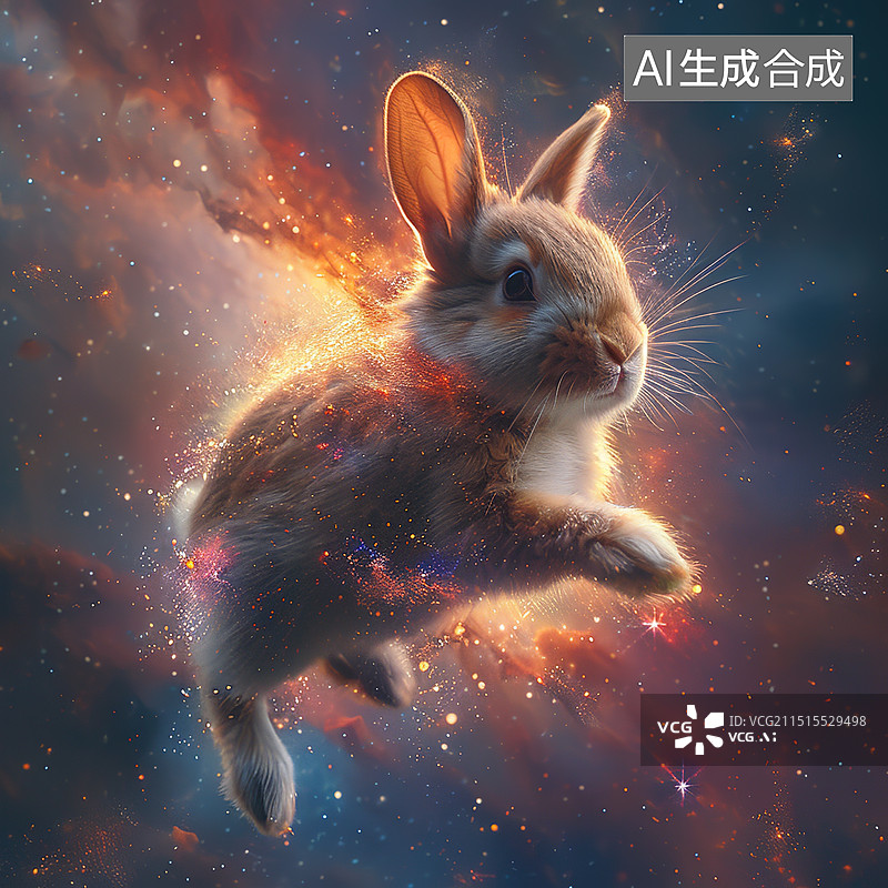 【AI数字艺术】星空中的兔子图片素材