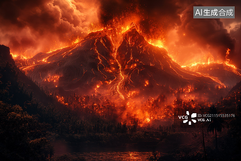 【AI数字艺术】自然灾害火山爆发图片素材