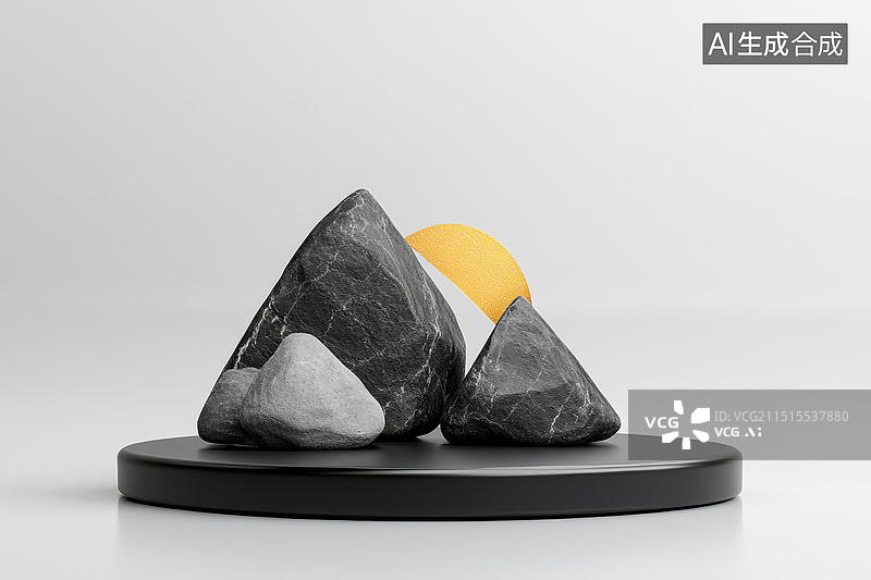 【AI数字艺术】石块与金属设计图片素材