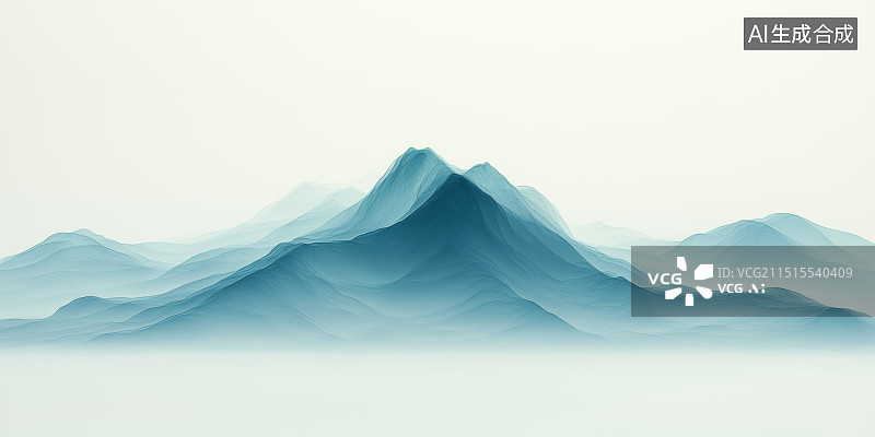 【AI数字艺术】水墨风格的抽象山峰图片素材