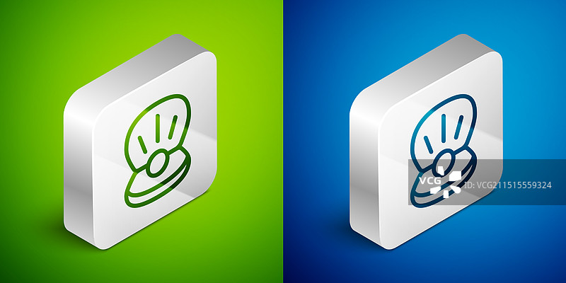 2.5D线条天然开口珍珠贝壳图标图片素材