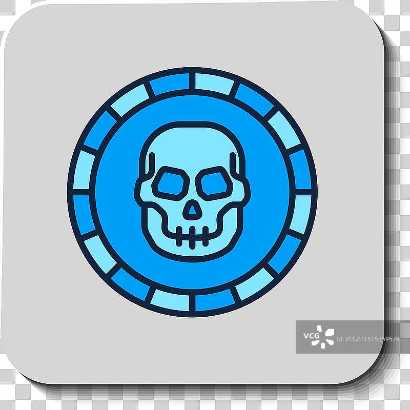 蓝色海盗金币轮廓图标图片素材