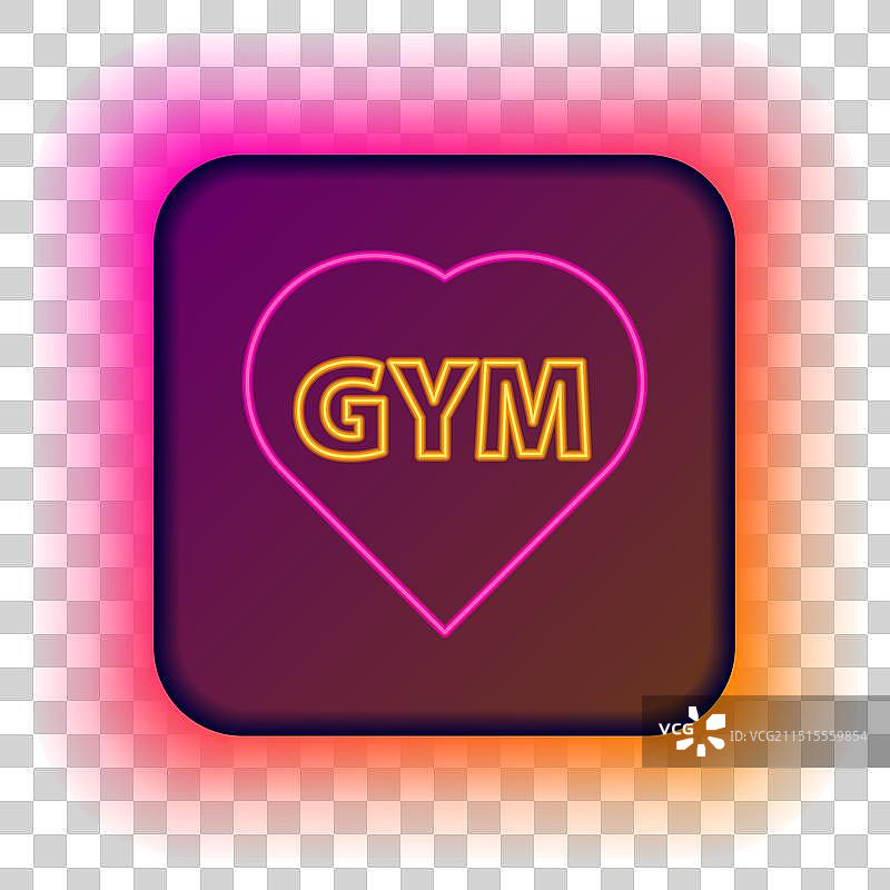 发光霓虹灯线条健身房心形图标图片素材