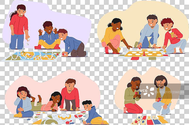 孩子们高兴地坐在地板上图片素材