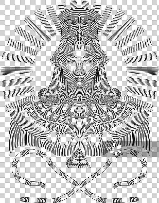 复古雕刻：埃及艳后克利奥帕特拉图片素材