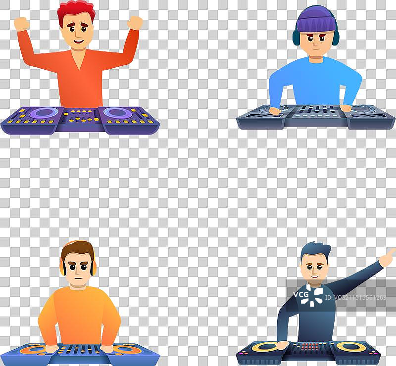 DJ男人图标卡通DJ在俱乐部演奏图片素材