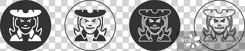 白色背景上的黑色女巫图标图片素材