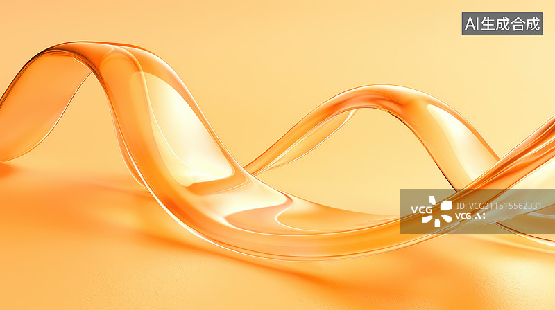 【AI数字艺术】3D渲染橙色玻璃弧形抽象背景图片素材