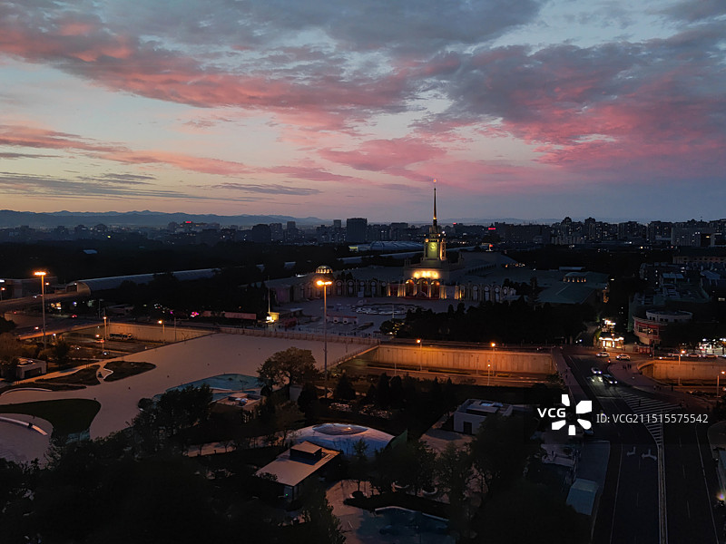 北京展览馆晚霞图片素材