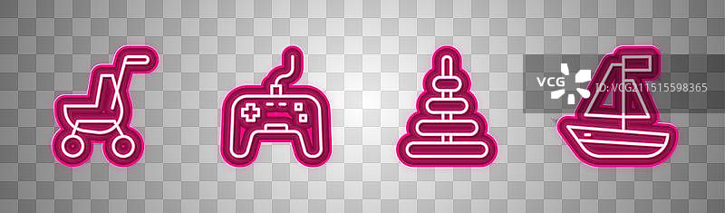 婴儿车、游戏手柄、金字塔玩具等图片素材