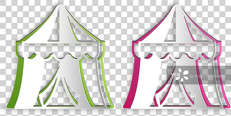 灰色背景上的剪纸马戏团帐篷图标图片素材