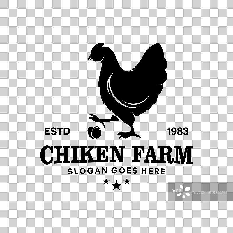 天然农场的养鸡场概念标志图片素材