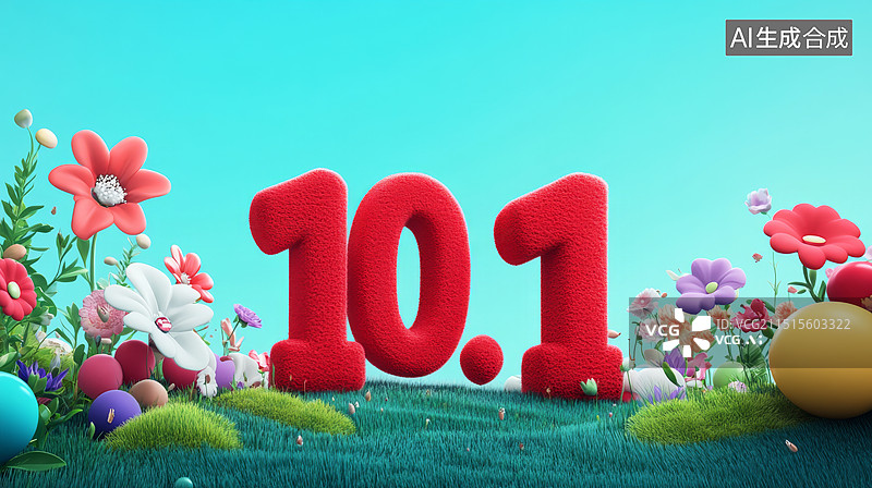 【AI数字艺术】国庆题材，国庆节数字10.1，十一图片素材