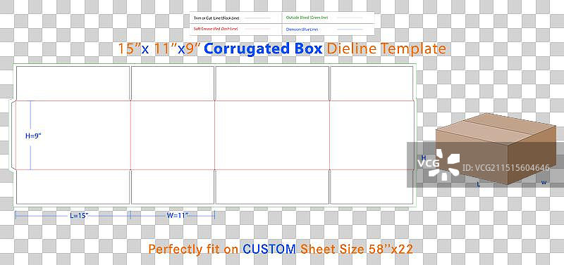 棕色瓦楞纸箱包装盒，尺寸15x11x9图片素材